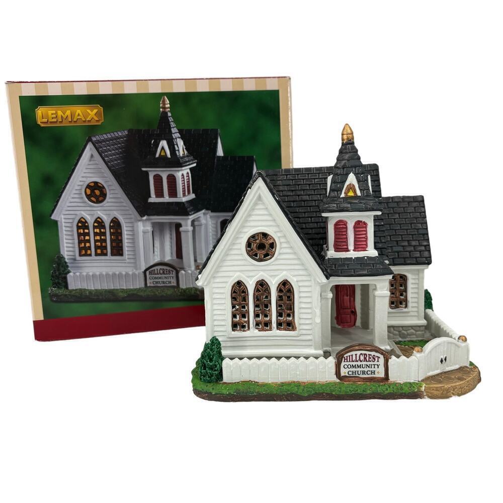 Lemax Hillcrest Community Church Porcelain Lighted‎ Christmas Village Building